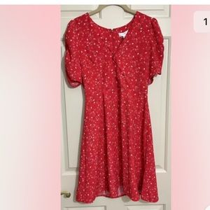 A Loves A Floral Print dress w Ruched sleeve mini